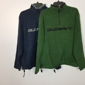 LOT OF 2 OLD NAVY Embroidered Logo Fleece Quarter Zip Pullover Jacket XL ~ 4624